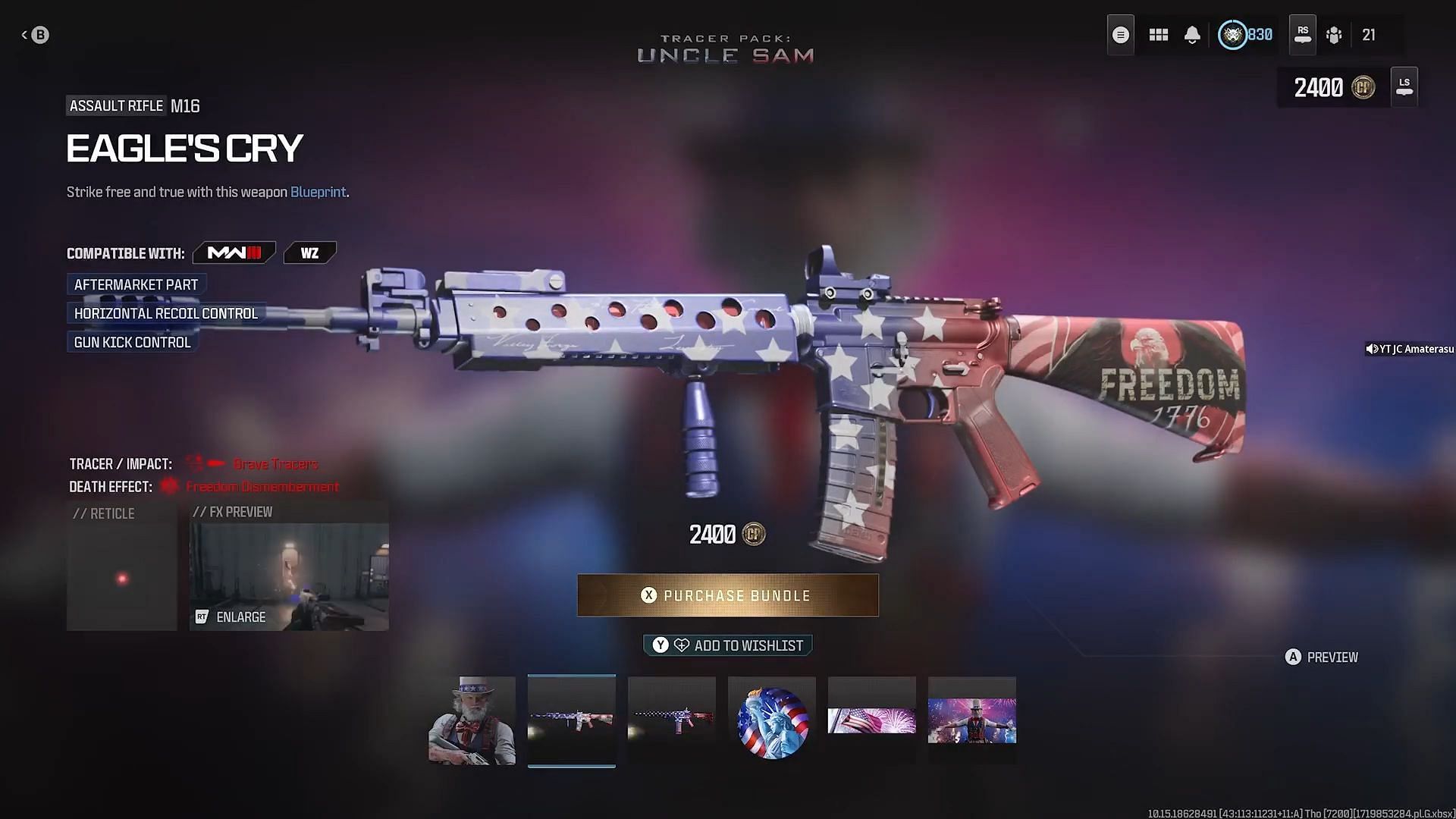 Eagle's Cry M16 weapon blueprint (Image via Activision)